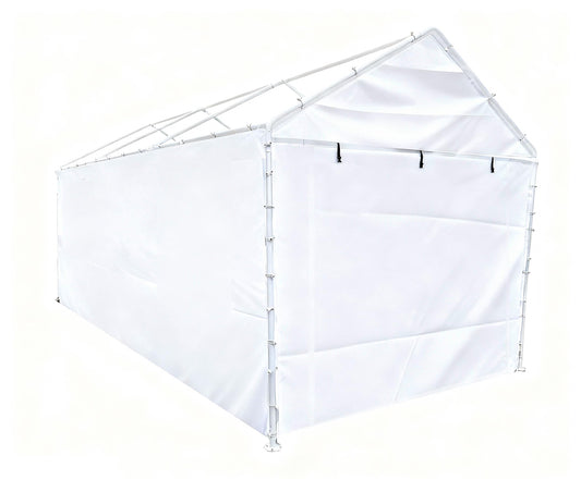 Rutile 10x20 Carport Replacement Sidewall, 180G PE Waterproof & UV Protected Sidewall Cover (White, Sidewall kit Panel Set of 4 w/o Mesh Windows)