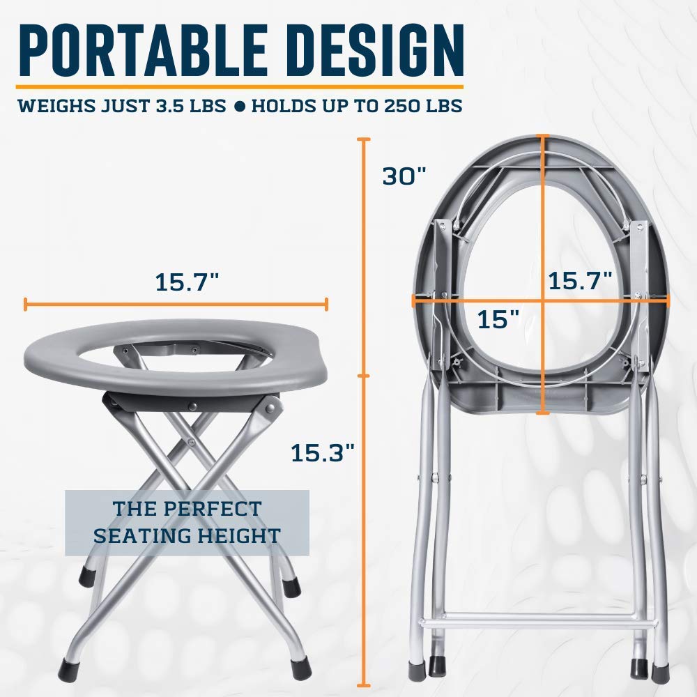 Alpcour Foldable Waterproof Pop Up Portable Toilet Seat for Camping, Hiking, Beach, and Traveling