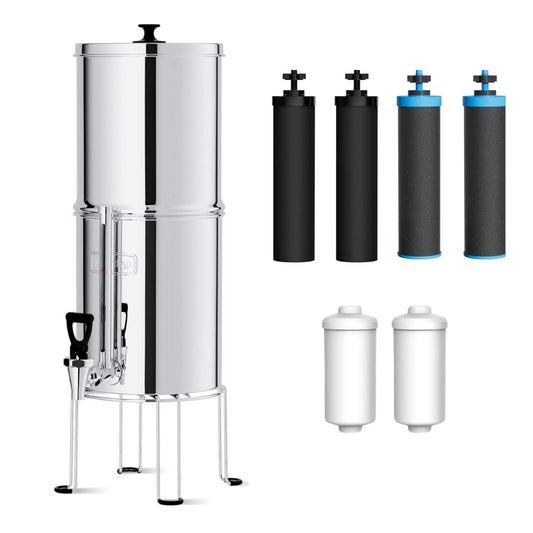 Waterdrop Gravity-fed Water Filter System, NSF/ANSI 42&372 Standard, 2.25G Stainless-Steel System with 4 Filters & Alkaline Water Filter
