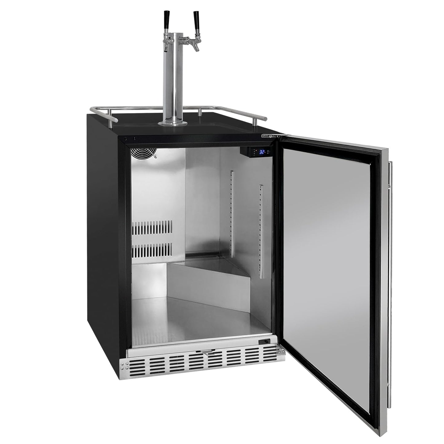 Kegco Kegerator 24" Wide Dual Tap Black/Stainless Steel Undercounter Beer Dispenser HK38BSU-2