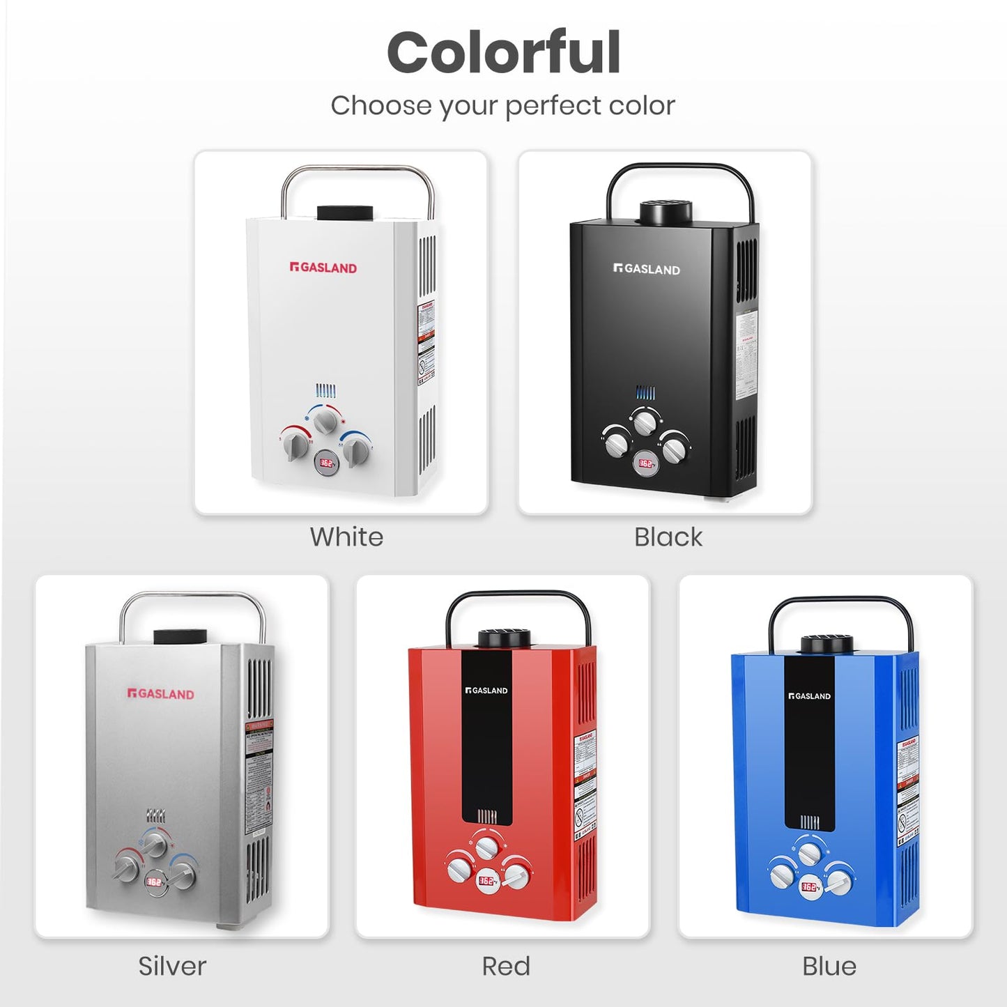 GASLAND BE158B 6L Portable Water Heater Camping | Digital Display & Multi-Protection |1.58 GPM Propane Tankless Hot Water Heater for Outdoor & Mobile Use, Black