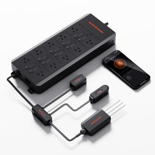 Spider Farmer GGS AC10 Power Strip Kits, 10 AC APP-Based Controls Outlets, 3 in 1 Soil Sensor, Temp Humid Light Sensor, for Indoor Grow Tent Plants Room