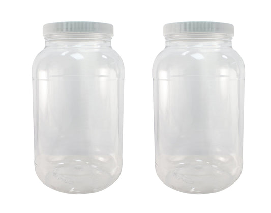 Pinnacle Mercantile 1 Gallon Plastic Jars with Screw on Lined Lids 24 Pack Wide Mouth Food Storage Containers