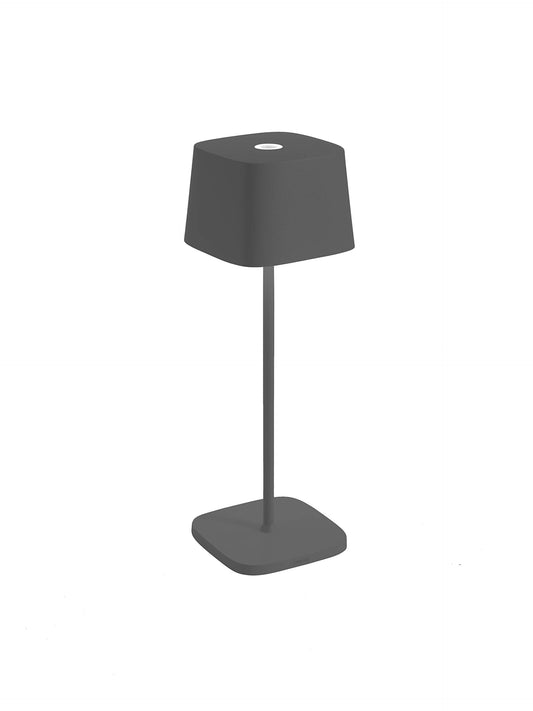 Zafferano, Ofelia Pro Lamp, Rechargeable Cordless Table Lamp with Touch Controls, Suitable for Indoor and Outdoor, Dimmer, 2700-3000 K, Height 12 Inches, Dark Grey Color