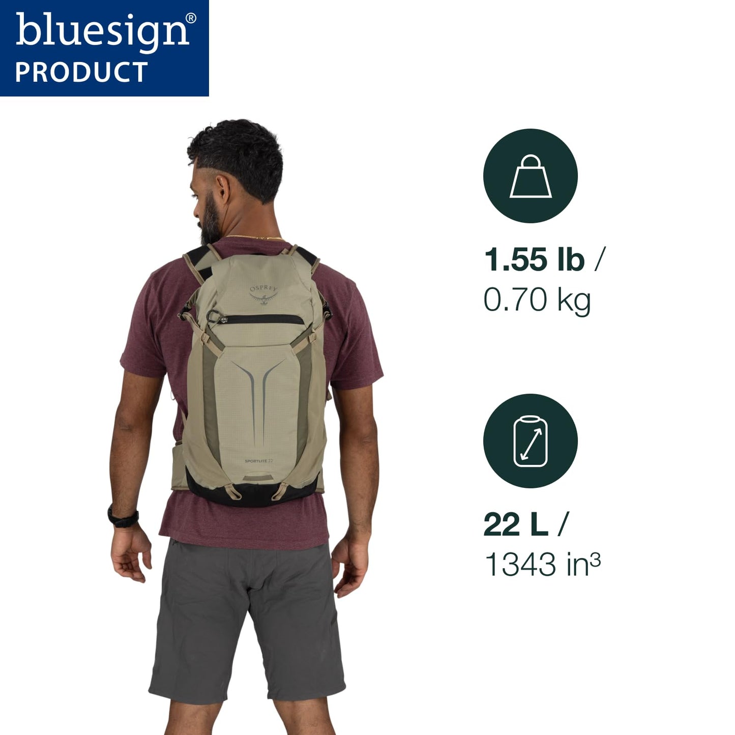 Osprey Sportlite 22L Lightweight Hiking Backpack for Men and Women - Everyday Hiking Bag - Travel Daypack, Serenity Blue