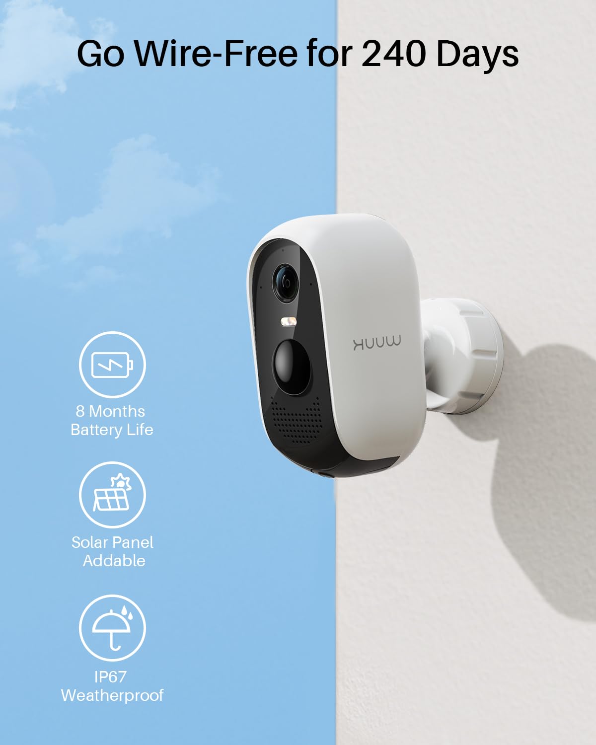 WUUK Security Cameras Wireless Outdoor, Indoor Home Surveillance System, 2K, No Monthly Fee, Motion Alert, Night Vision, 2.4/5 GHz WiFi, 32G Local Storage, Compatible with Alexa & Google, 4-Camera Kit