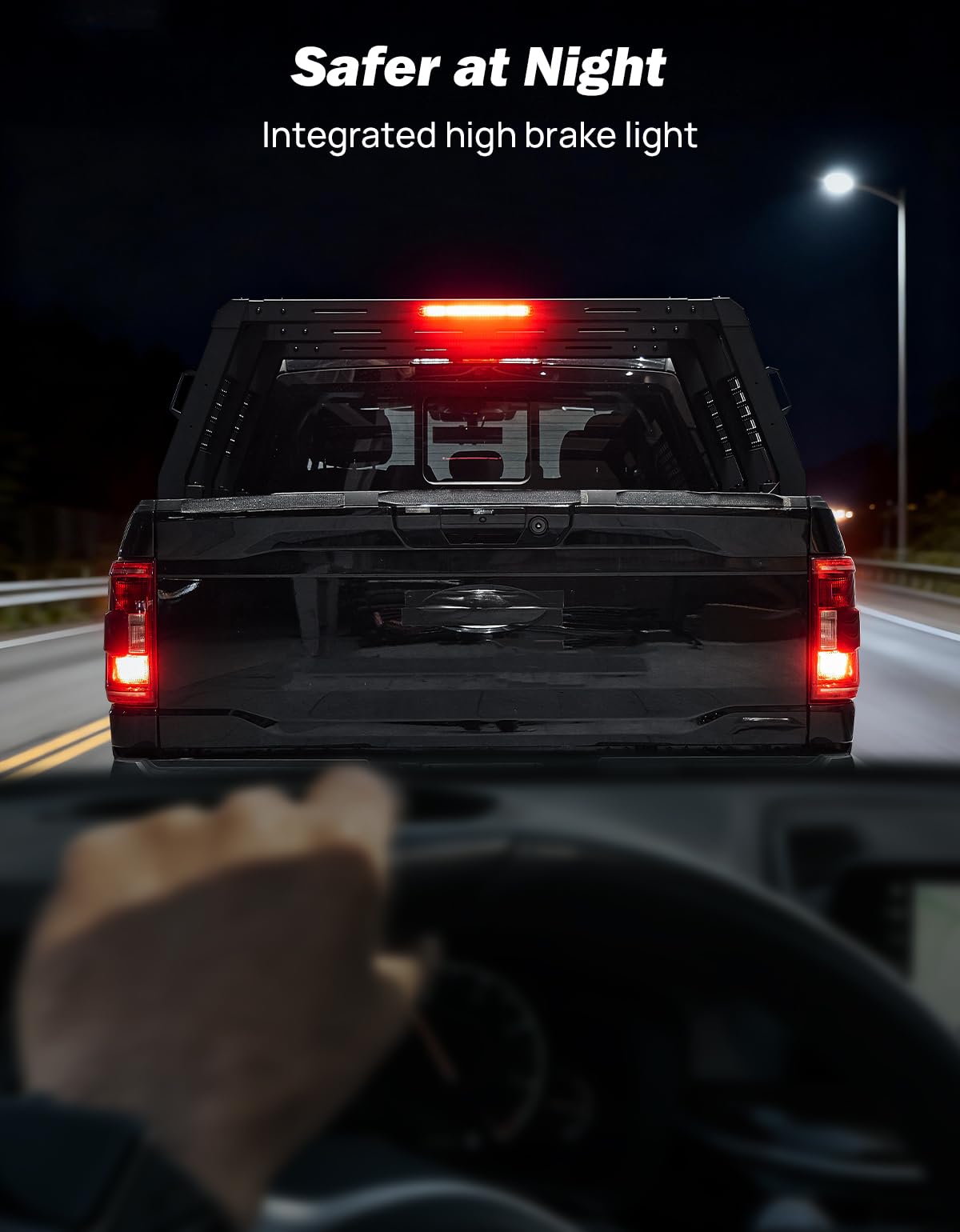 JOYTUTUS Full Size Truck Bed Rack, Overland Bed Racks for Trucks Compatible with F150 F250 F350 Silverado Sierra Ram, 18.8 Inch High Truck Bed Rack for Roof Top Tent, with LED Brake Light Molle Panel