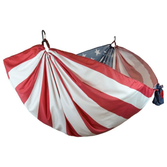 GRAND TRUNK State Flag Hammock | 10’6” Parachute Nylon Camping Hammock with Tree Hanging Kit | Lightweight & Packable | 400 lb Capacity | United States Flag