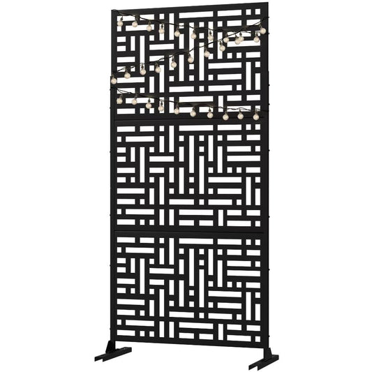 NeuType Metal Privacy Screen with Stand - Freestanding Outdoor Decorative Privacy Screens for Patio, Garden, Balcony, Porch - Featuring Precise Laser Cut