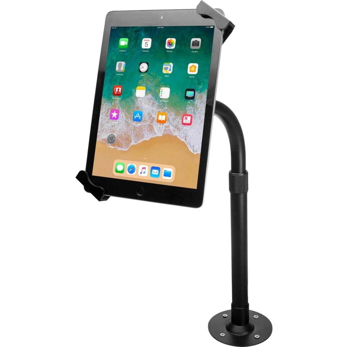 Tabletop Pole Stand – CTA Height-Adjustable Security Elbow Mount with Lock and Key Security System for iPad 7th/8th/9th Gen. 10.2",Surface Pro 4,Surface Go 3 & Other 7-14" Tablets (PAD-HATUE) – Black