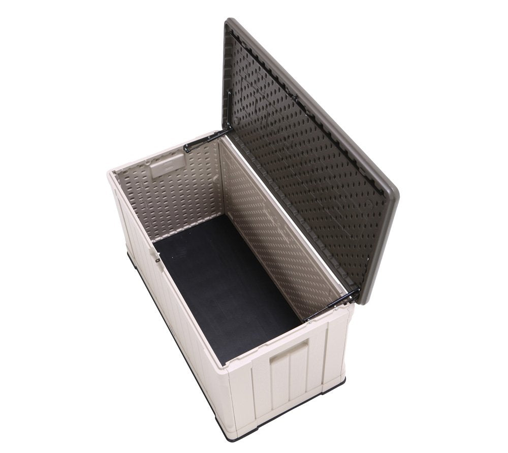 LIFETIME 60186 Heavy-Duty Outdoor Storage Deck Box, 116 Gallon, Desert Sand/Brown