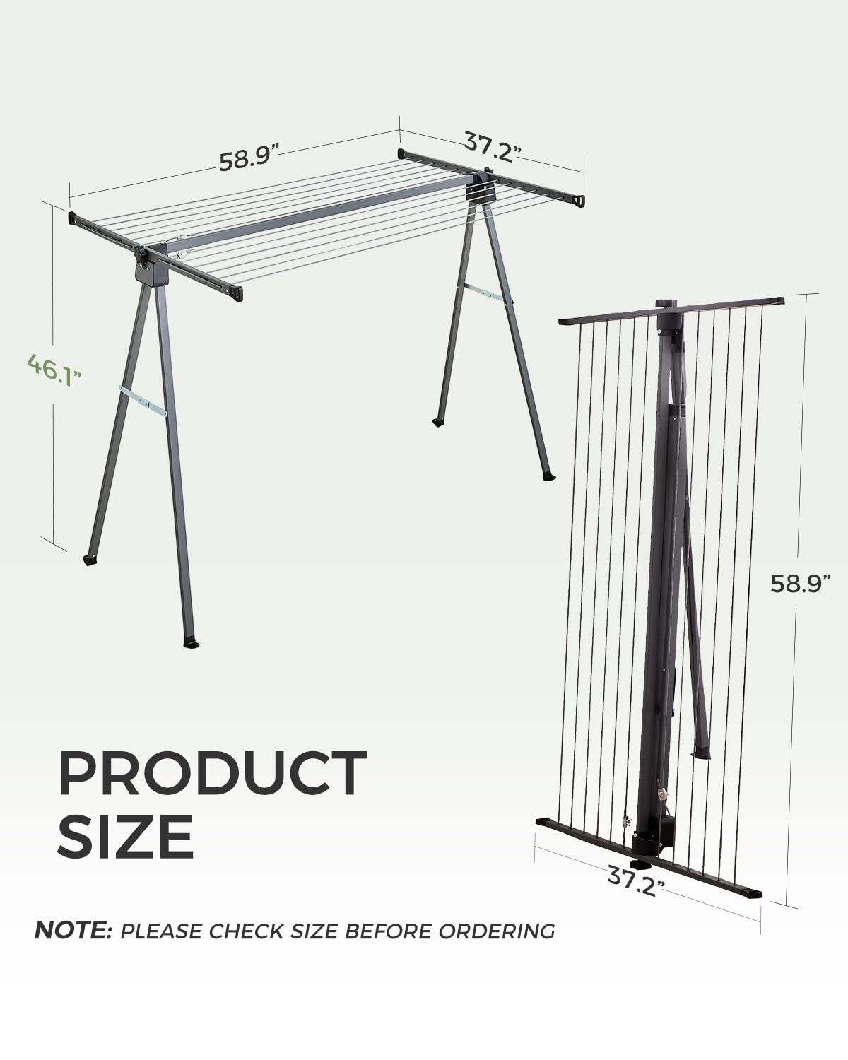 JS Hanger Clothes Drying Rack with 46FT Clothesline, Heavy Duty Folding Outdoor Laundry Rack | Portable Compact for Apartments, Balcony, Patio