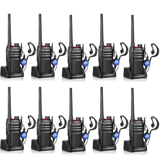 pxton Waterproof walkie talkies for Adults, Work,and Outdoor. walkie talkies Long Range with Headphones and Fast Charger Dock，Handheld Two Way radios Rechargeable NOAA walkie Talkie (10 Pack)