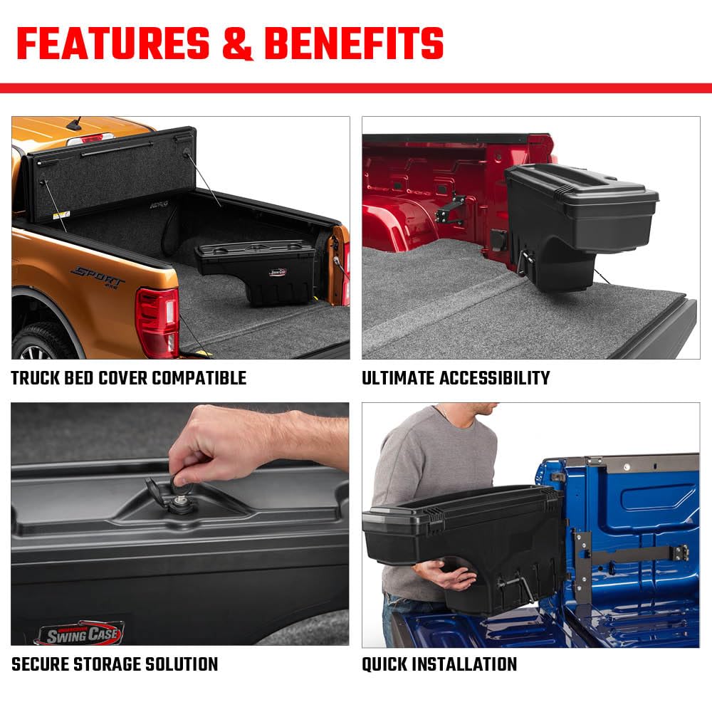 RealTruck UnderCover SwingCase Truck Bed Storage Box | SC100D | Fits 2007 - 2019 Chevy/GMC Silverado/Sierra 2500/3500HD Drivers Side