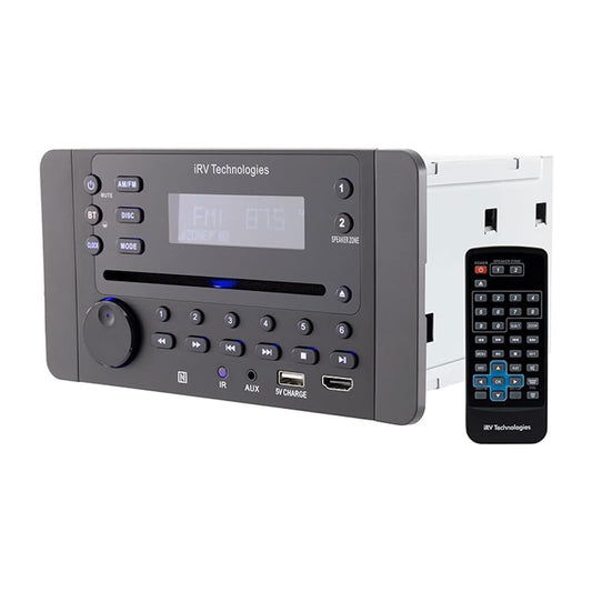 iRV62 2 Zones Wall Mount RV Stereo - 4-Speaker Output, DVD/CD/MP4 Player, HDMI ARC & CEC, NFC Bluetooth, App Control, Digital Surround Sound Entertainment Hub for Trailers