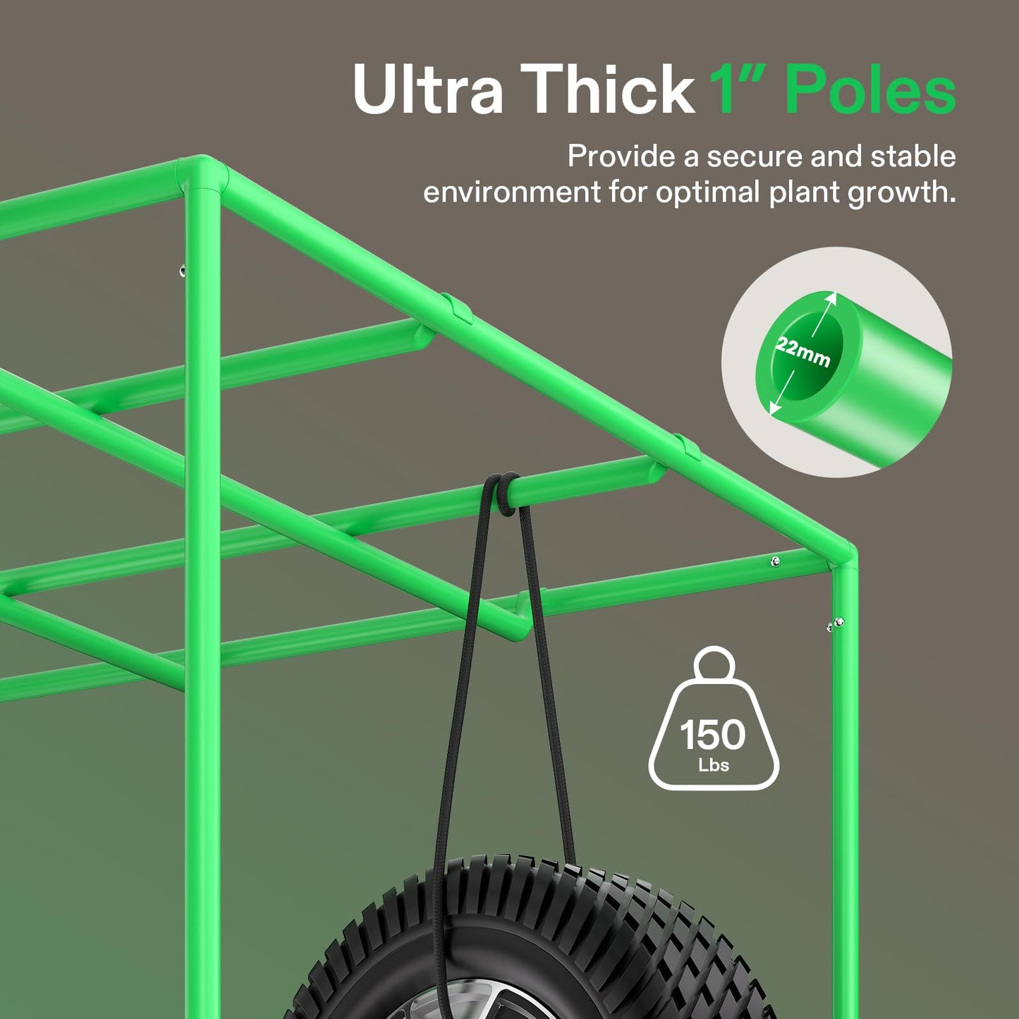 VIVOSUN P276 2.7x2.7 PRO Grow Tent, Indoor Plant Grow Tent Greenhouse with 2000D Mylar Fabric, 1" Poles, Extra Hanging Bars, 32"×32"×63", No High CFM Kit
