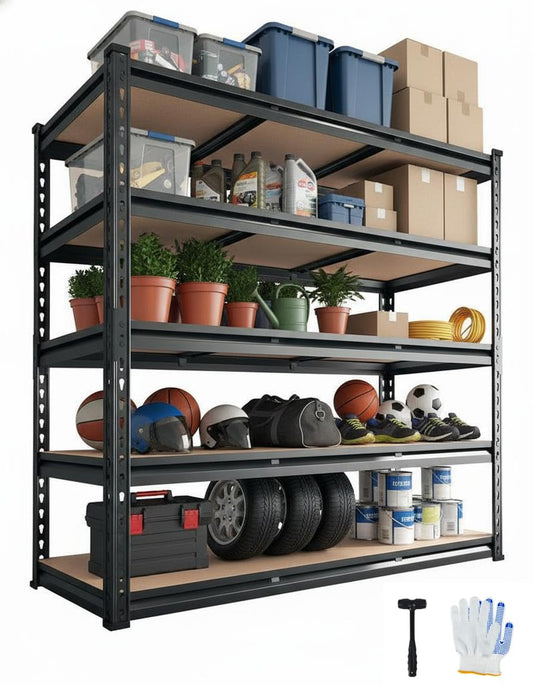 EliteEdge Heavy Duty Garage Shelving Units,5-Tier Adjustable Storage Shelves,60x18x72in,Loads 3000 LBSS,Adjustable Garage Storage Shelving, Metal Storage Utility Racks Shelf Unit