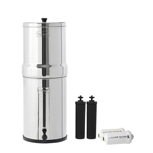 Crown Berkey Gravity-Fed Water Filter System 6 Gallon with 2 Black Berkey Elements, 2 PF-2 Fluoride and Arsenic Reduction Elements