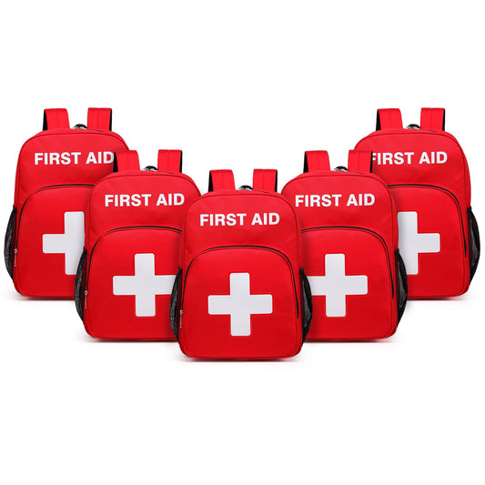 Gatycallaty First Aid Backpack Emergency Medical Empty Waterproof Survival First Responder Trauma Bag Travel Home Outdoor (Red, Pack of 5)