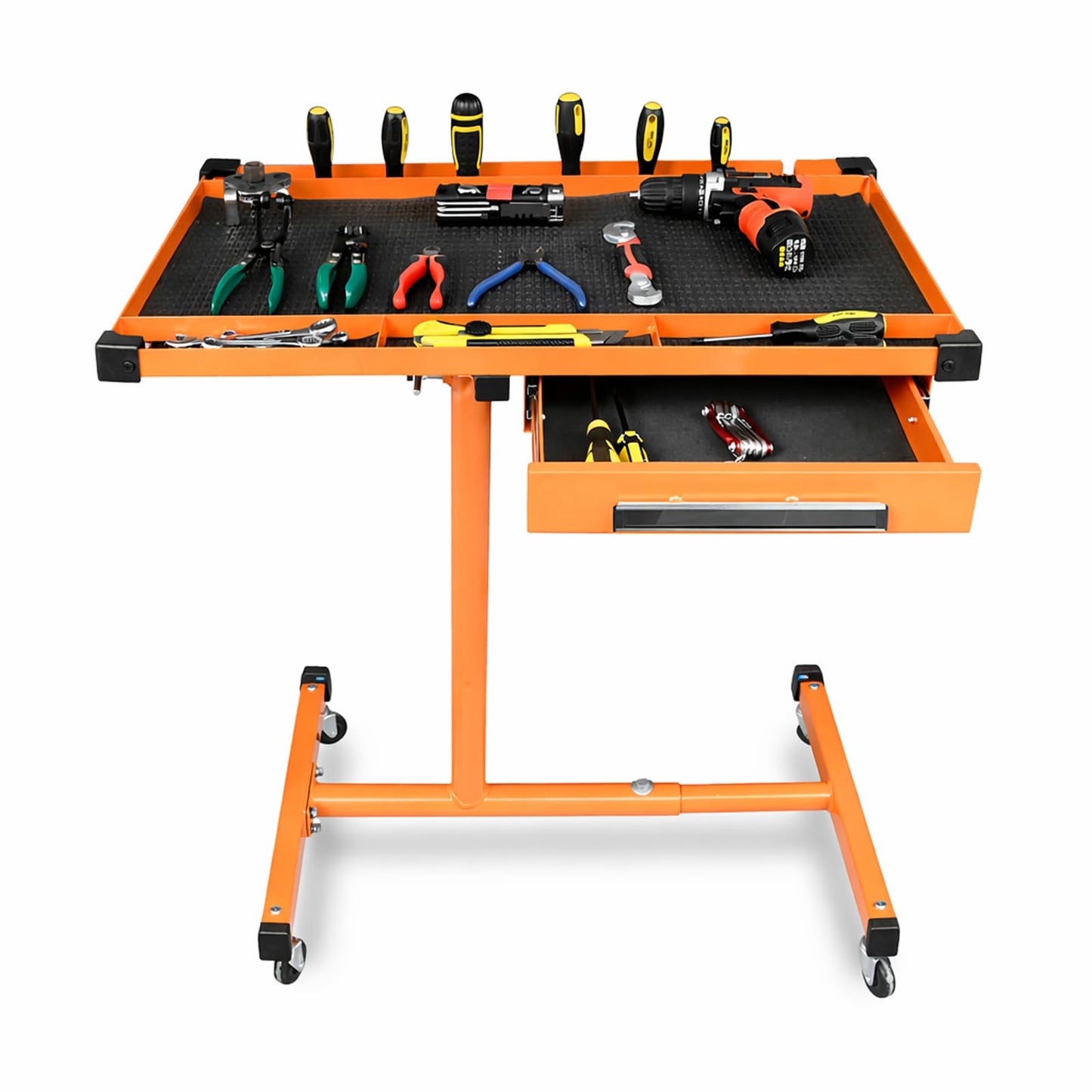 A A IN Heavy Duty Adjustable Work Table with Drawers, for Garages, Repair Shops and DIY, Portable. 220 Pounds Capacity.