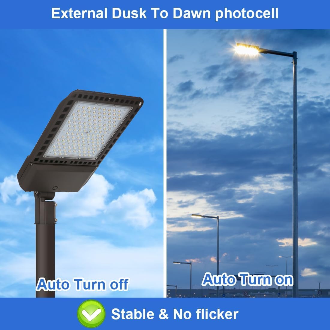 Juyace 300W LED Parking Lot Lights with Slip Fitter Mount Pole Flood Dusk to Dawn Outdoor Lighting Commercial Street 5000K IP65 Waterproof 100-277V (3 Pack)