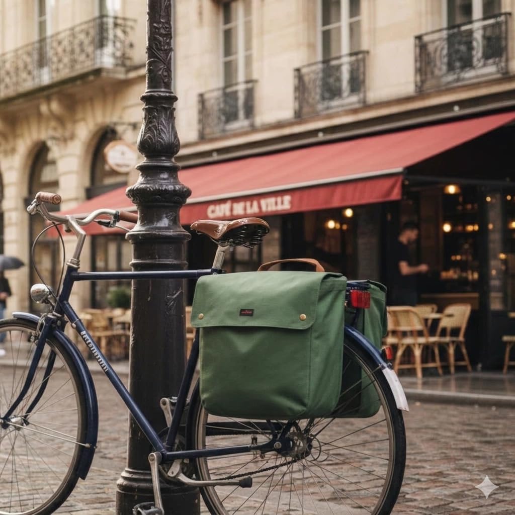 TOURBON Canvas Bike Bags Rear Rack Roll-up Bicycle Panniers Waterproof