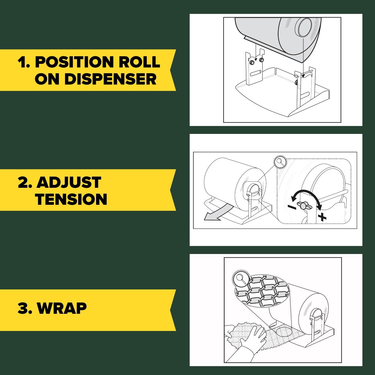 Scotch Cushion Lock Protective Wrap Refillable Dispenser, Sustainable Packaging Solution for Packing, Shipping and Moving, for 12 Inch Wide Wrap (PCW-121000-D)