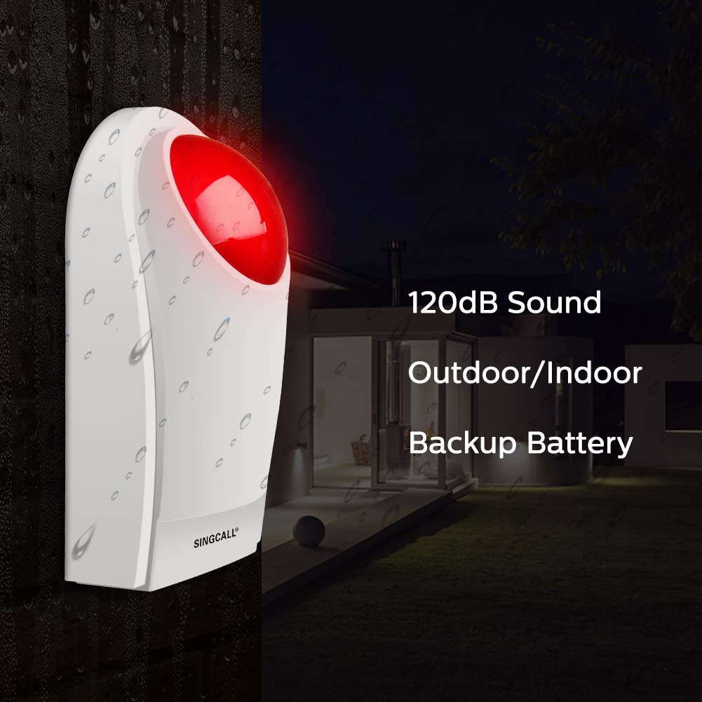 Strobe Siren Panic Alarm Button Siren Alarm with Light for Home Caring Loud Outdoor SOS Alert System 2 Red Flashing Siren and 4 Emergency Button for Store Hotel Jewelry Shop Security