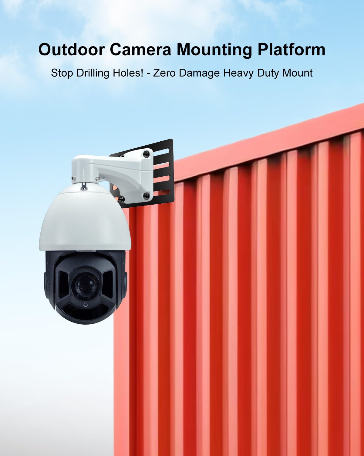 Outdoor Camera Mounting Platform for Shipping Containers – Heavy Duty Steel Bracket, No-Drill Installation, Adjustable Rail System – Adjustable Rails for Cameras/Lights/Ladders (2-Pack)