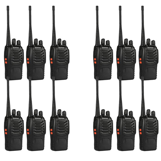 12 Pack BAOFENG BF-888S Walkie Talkies for Adults Long Range Handheld Two-Way Radios Rechargeable with Earpiece Mic,16 Channel Walky Talky with Flashlight for Team, School, Hunting, Skiing
