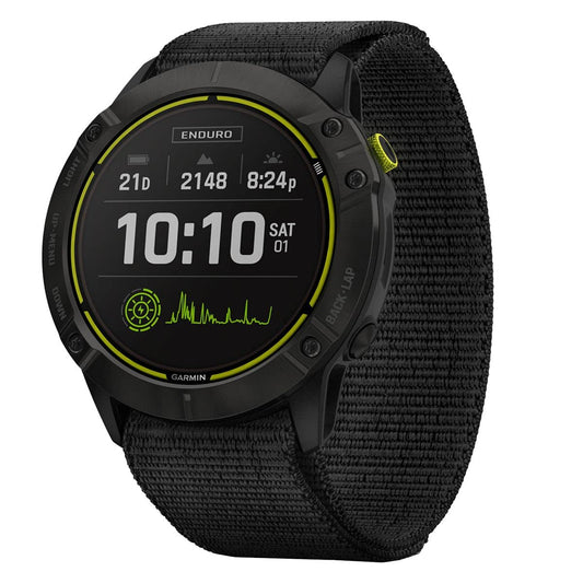 Garmin Fenix Enduro, Ultraperformance Multisport GPS Watch with Solar Charging Capabilities, Battery Life Up to 80 Hours in GPS Mode, Carbon Gray DLC Titanium with Black UltraFit Nylon Band