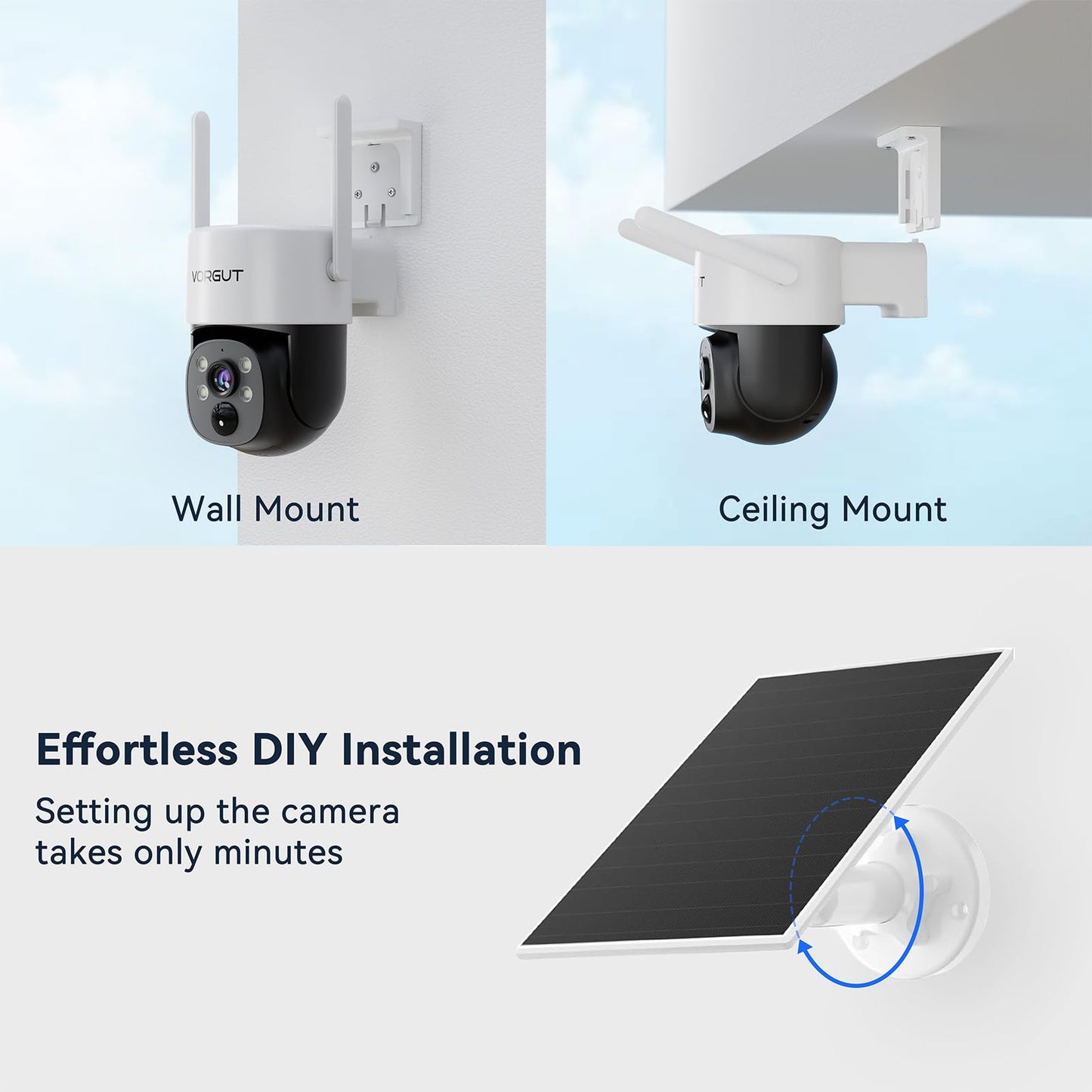 Solar Security Camera System Wireless Outdoor, 4pcs 2K Solar Powered Home Security Cameras, Full Color Night Vision, 360° Pan Tilt, Human Detection, 2.4G/5G WiFi 10CH NVR with 500G HDD