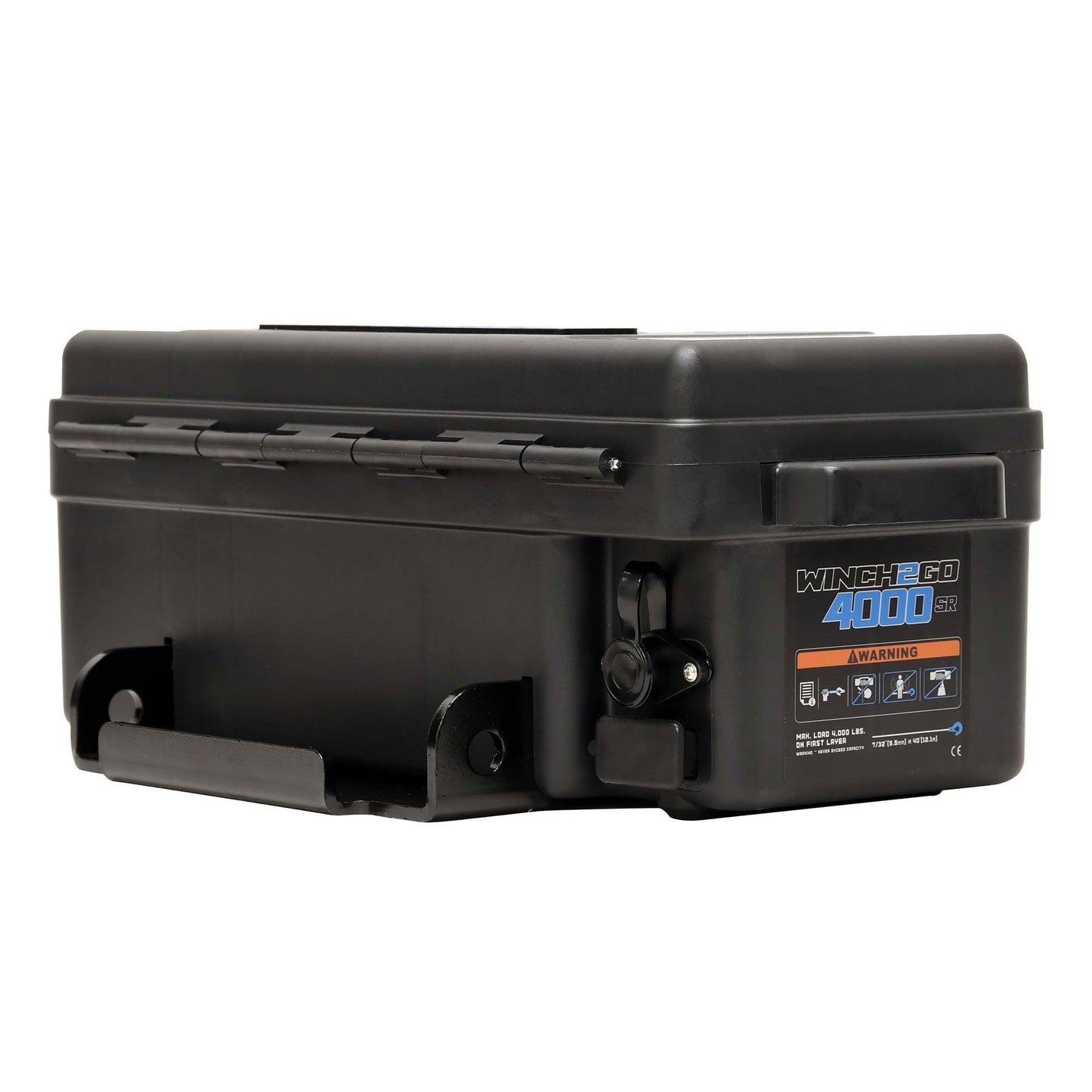 Superwinch 1140232 Winch2Go 12V DC Electric Portable Utility Winch 4000lb(1814.4kg) Single Line Pull with Steel Mounting Plate Integrated Hawse Fairlead 7/32" x 47' Synthetic Rope Handheld Remote