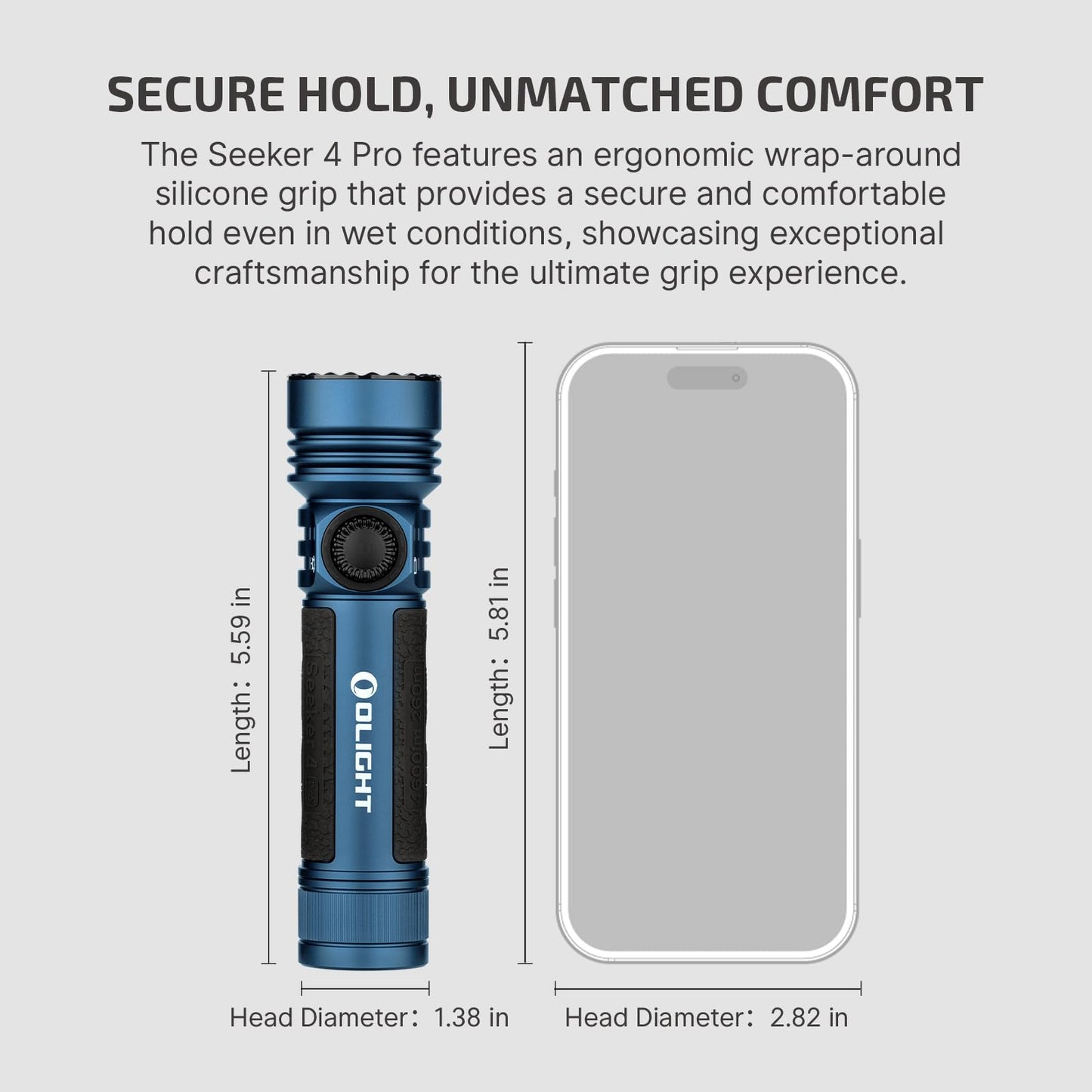 OLIGHT Seeker 4 Pro Rechargeable Flashlights, 4600 Lumens High Powerful Bright Light with USB C Holster, Waterproof IPX8 for Emergencies, Camping, Searching (Midnight Blue Cool White)