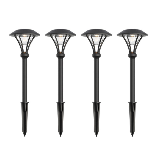 LL LIGHTING LIVING 12V Low Voltage Landscape Path Lights 4PK 1W 60LM LED Pathway Lights 3000K Warm White Durable Aluminum Housing with Stake, Waterproof for Walkway Garden, Black