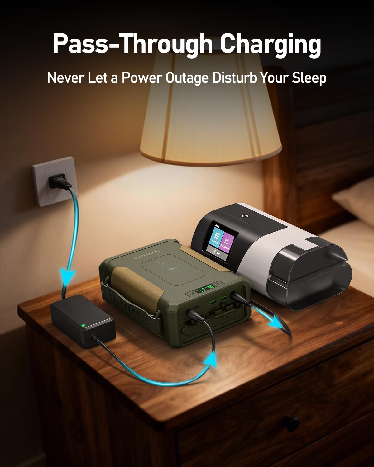 EASYLONGER ES960 CPAP Battery Backup 297.6Wh LiFePO4, Multi-Night CPAP Power Supply for AirSense 11/10, AirCurve 10/11, AirMini, DreamStation/2 – Travel, Camping, Outdoor, Blackout & Emergency Use