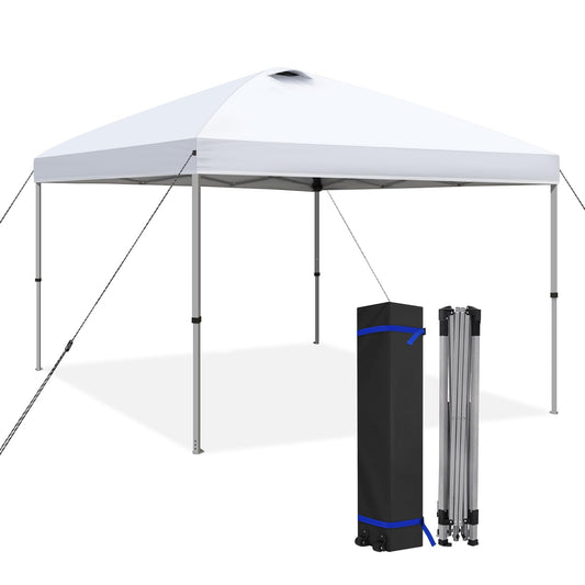 HYPER VENTURE 10x10ft Pop Up Canopy Tent with One Push Setup, Portable Outdoor Event Shelter with Rolling Carry Bag for Camping, Beach, Market, Patio (White)
