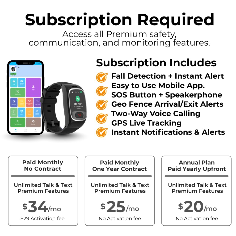 Seculife Smartwatch: Medical Alert Bracelet with GPS Tracker, Fall Detection smart Watch, 2 Way Calling, SOS Button, Medical Watch, Emergency Device for Seniors, Life Alert System, Elderly Monitoring