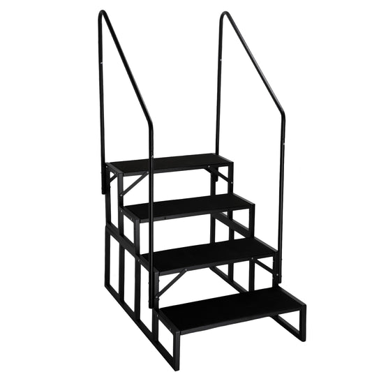 RV Steps with Dual Handrails, 4 Step Spa Hot Tub Steps with Anti-Slip Pedals, 400lbs Load Capacity, Universal Portable Mobile Home Stairs Steps for 5th Wheel RV, Spa, Porch, Pool, Travel Trailers