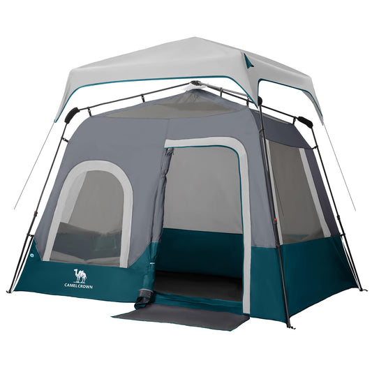 CAMEL CROWN 4/6 Person Instant Cabin Tent, Pop Up Windproof Tents for Camping, 60-Second Setup Family Tent with Carry Bag for Outdoor Hiking