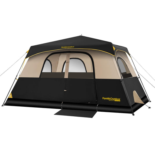 FanttikOutdoor Zeta C8 Pro Camping Tent 8 Person Instant Cabin Tent Setup in 60 Seconds with Rainfly & Windproof Portable with Carry Bag for Family Camping & Hiking, Khaki