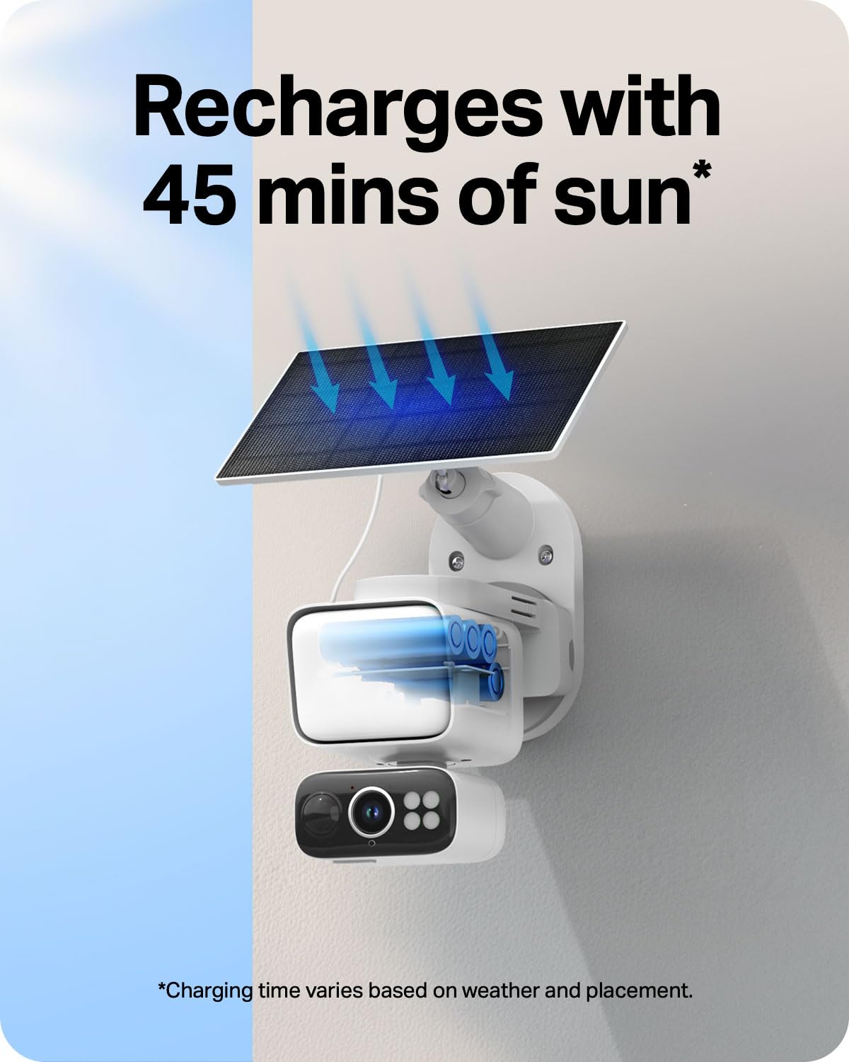 Tapo 2K Outdoor Pan/Tilt Wireless Floodlight Security Camera - Battery Power with Solar, 360º AI Motion Tracking, Person/Vehicle Detection, Subscription-Free Local Storage or Optional Cloud, C615F KIT