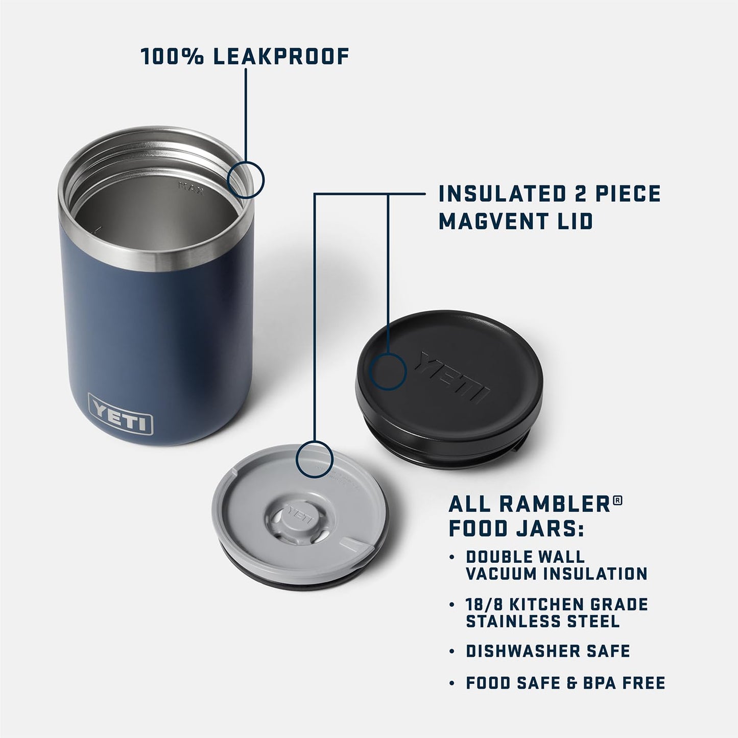 YETI Rambler 26 oz White Chug Cap Bottle and 16 oz White Food Jar, Leakproof, Vacuum Insulated with YETI Ranchero 27L Backpack, All-Day Utility Pack, Black