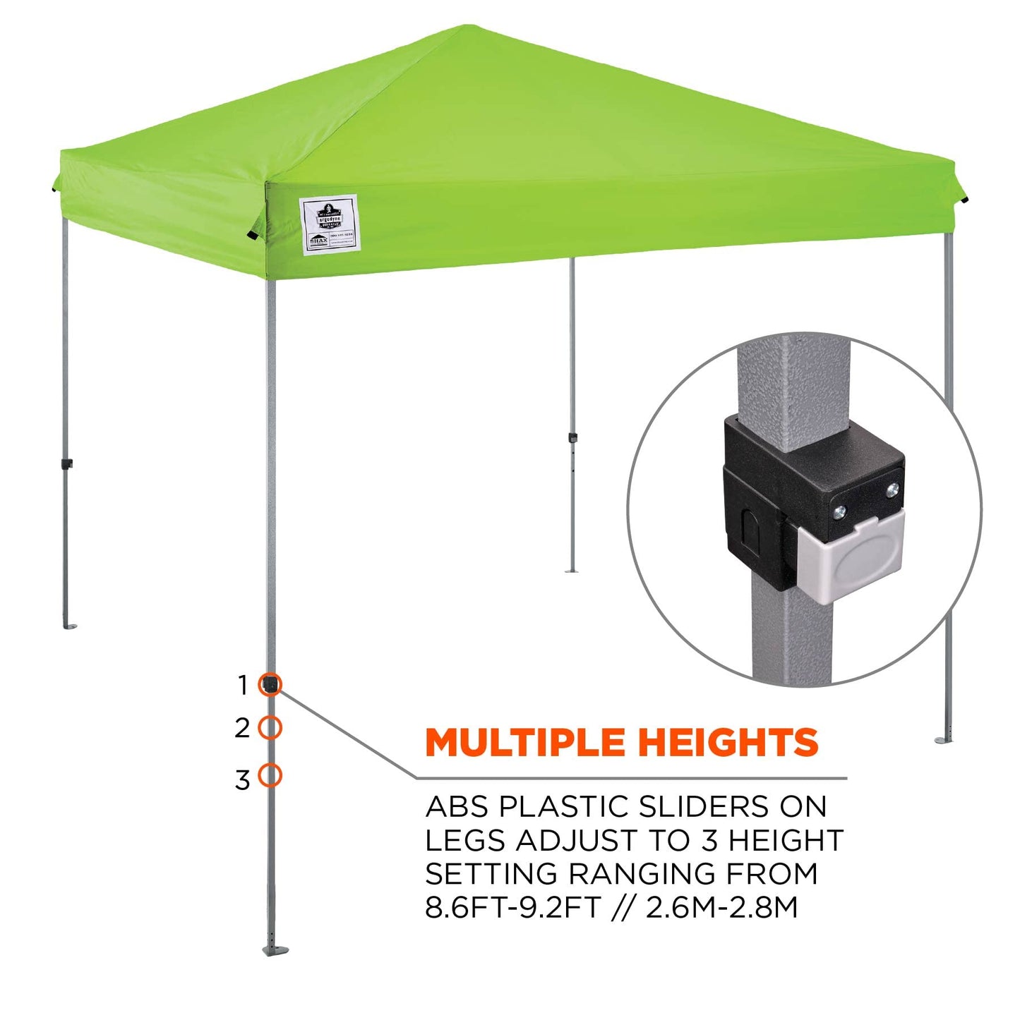 Ergodyne SHAX 6010 Pop-Up Canopy Tent, Lightweight, 10' x 10', Lime