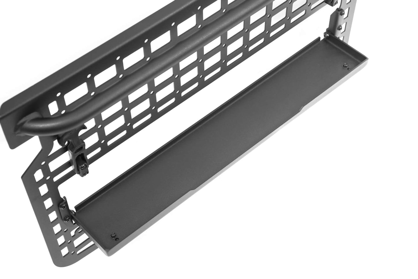 DV8 Offroad Tailgate Molle Panel for The 2021-2026 Ford Bronco | Perfect for Molle Bags, Knife Sheaths, Med Kits, Recovery Gear & More | Drop-Down Tray for Holding Drinks & Other Gear While at Camp