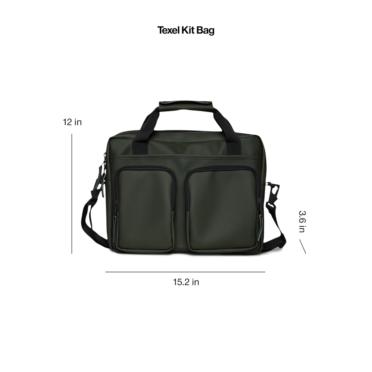 RAINS Texel Tech Bag - Green Waterproof Water Resistant Water Repellent Laptop Bag Unisex Commuter Travel Case 15" Computer Sleeve Tech Organizer - 2 Year Warranty