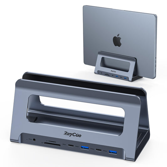 RayCue USB-C Docking Station for MacBook Pro/Air, Dual HDMI, USB-C Dock with 10Gbps, PD3.0, RJ45, 2xUSB 3.0, 2xUSB 2.0, SD/TF, Audio