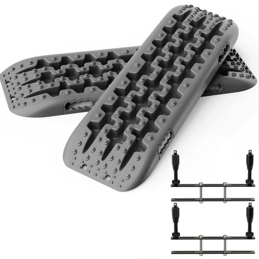 ALL-TOP Recovery Traction Boards, 2PCS & Mounting Kit, Reinforced Off Road Bendable Tire Friction Tracks (3rd Gen, Gray)