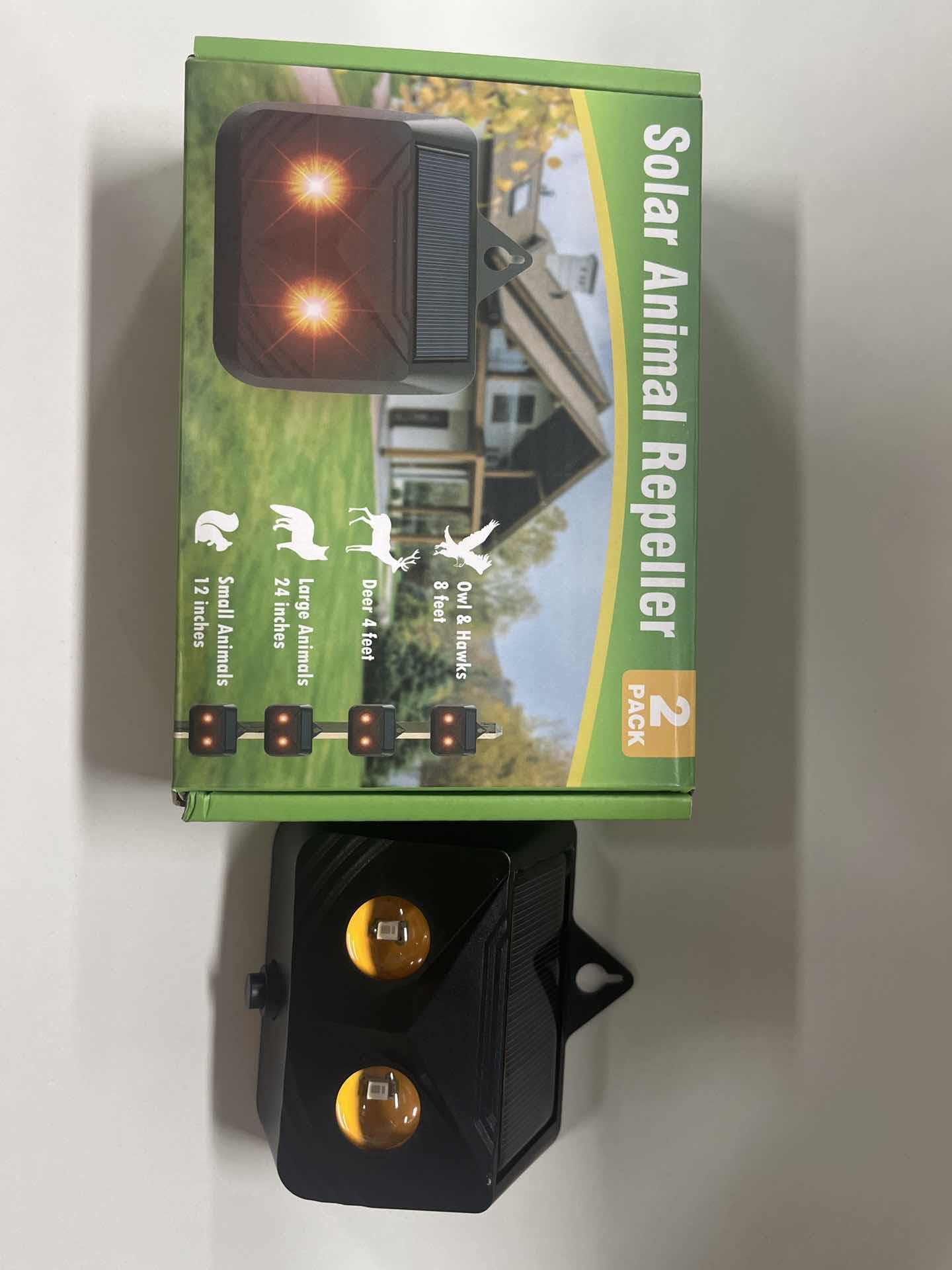 Solar Animal Repeller: Ultrasonic Coyote Deterrent Outdoor with Red Predator Lights - Effective Deer Repellent for Garden & Farm - Nocturnal Predator Deterrent