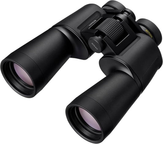Nikon Action 12x50 Binocular | Multilayer-Coated Nikon Optics, high-Power 12x Magnification, Bright 50mm Objective Lenses, Turn-and-Slide Adjustable eyecups and Tripod-Ready Porro-Prism Design